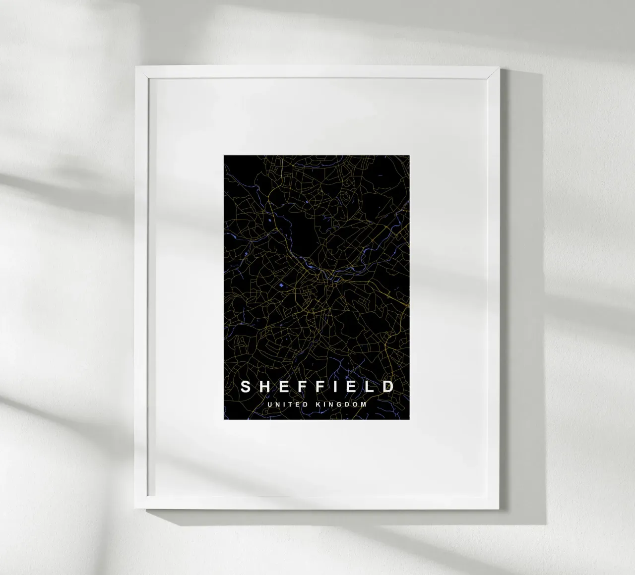 Mappa della città di Sheffield Regno Unito nero e oro poster da Cartographers Library