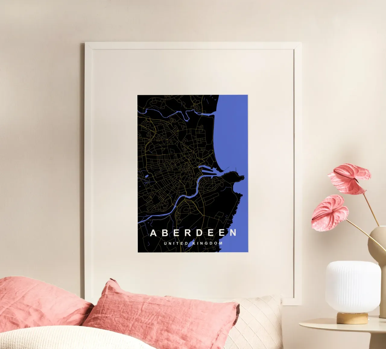 Mappa della città di Aberdeen, Regno Unito, nero e oro poster da Cartographers Library