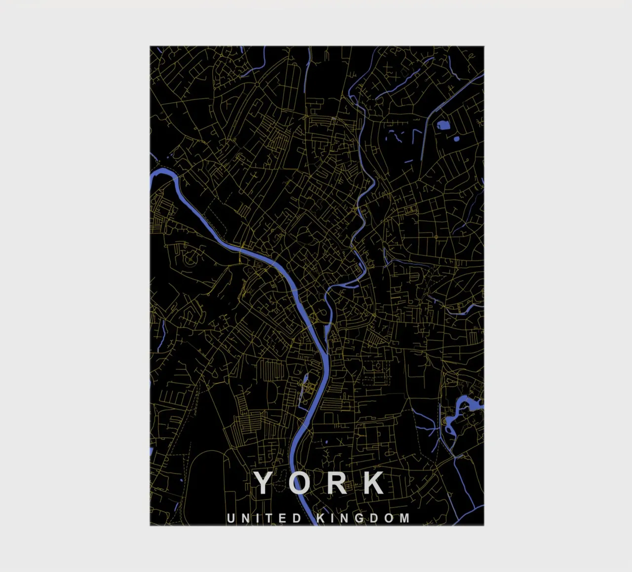 Mappa della città di York Regno Unito nero e oro diario da Cartographers Library
