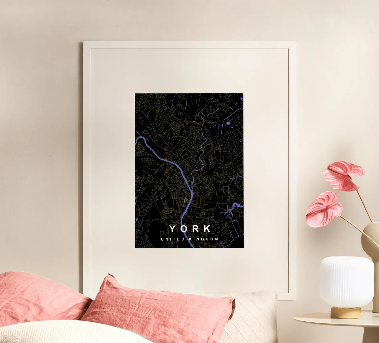 Mappa della città di York Regno Unito nero e oro carta hahnemühle da Cartographers Library