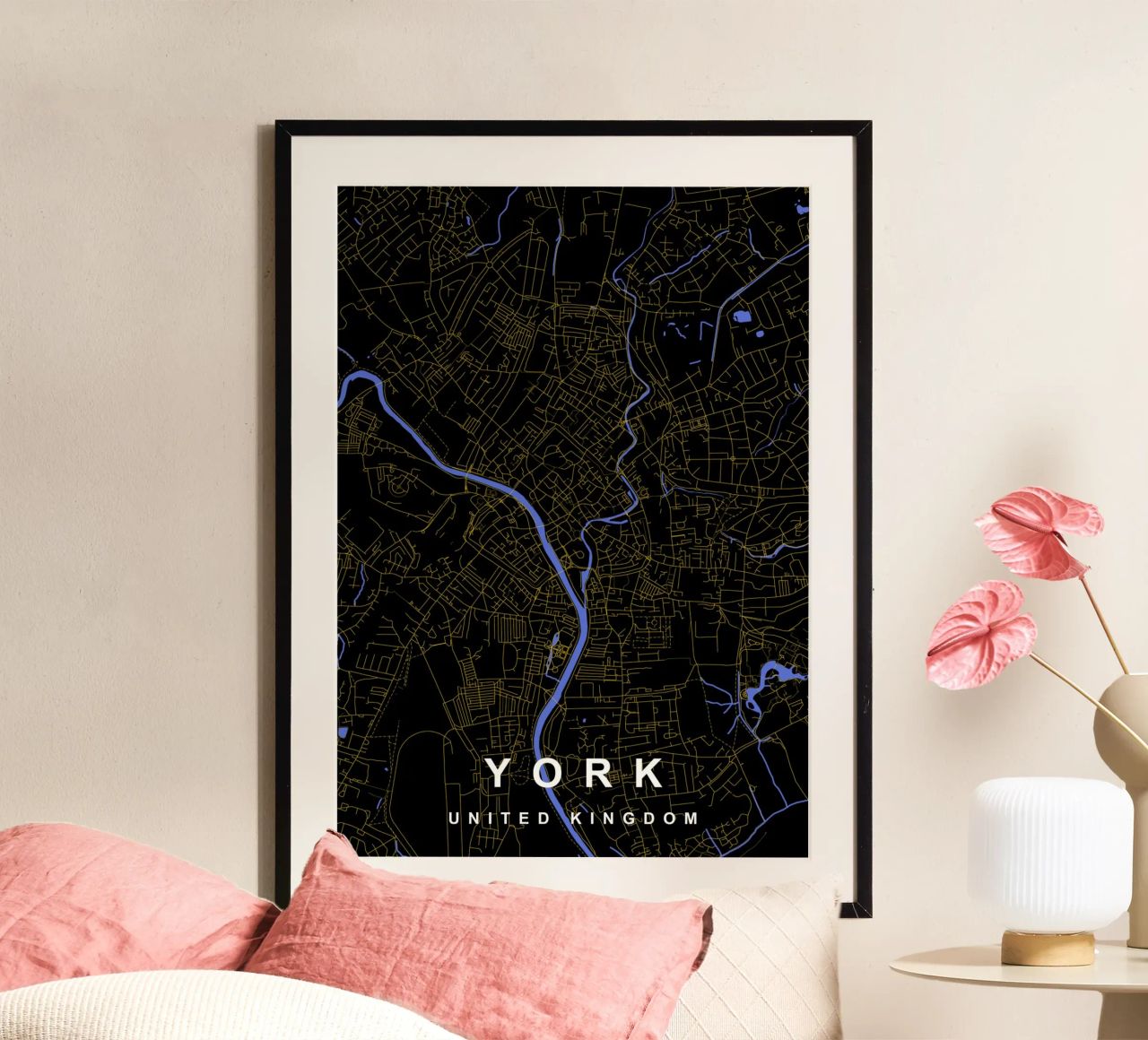 York UK City Map Black and Gold poster by Cartographers Library