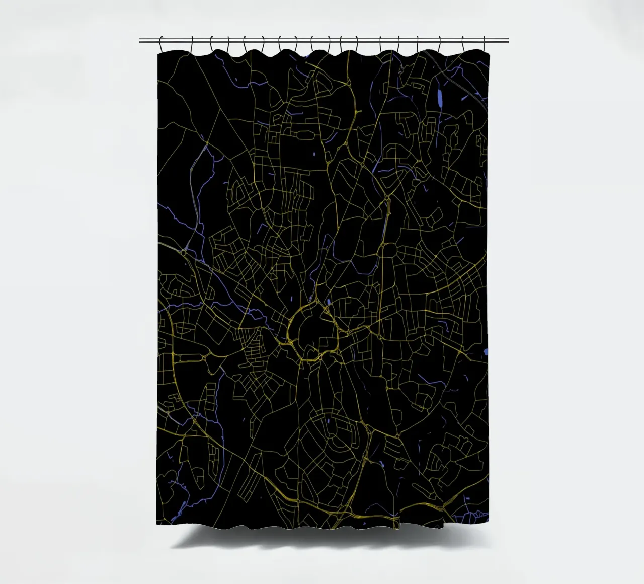 Mappa della città di Coventry Regno Unito nero e oro tenda da doccia da Cartographers Library