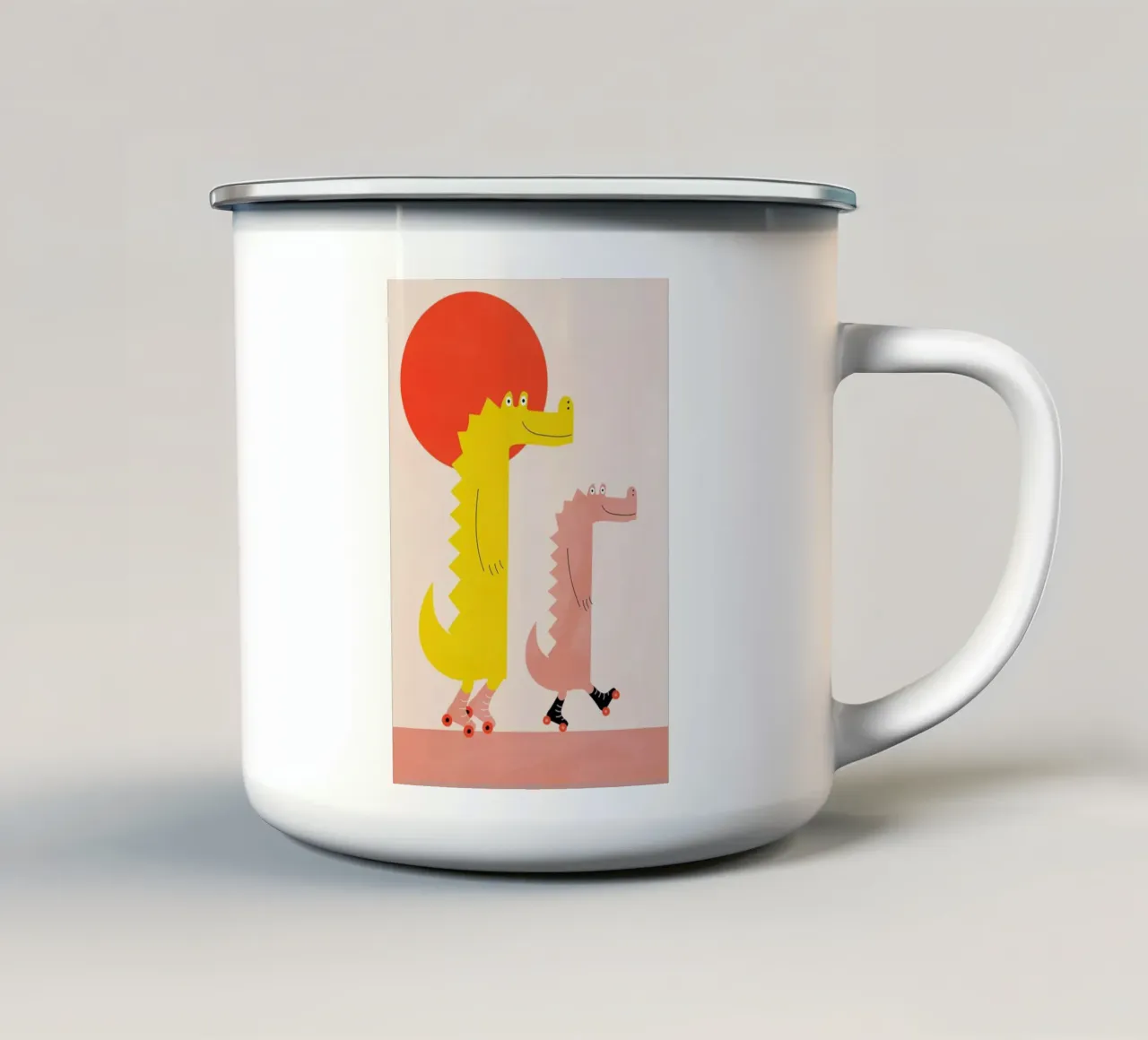 Roller Crocs taza de esmalte de Little Flourishes