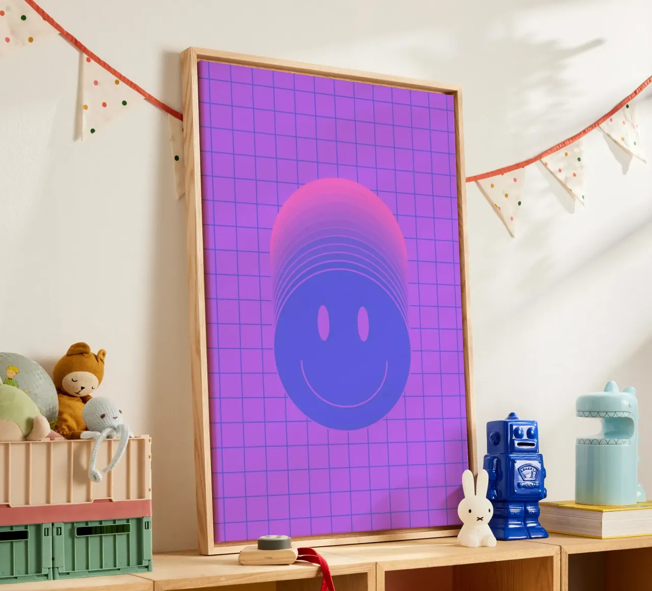 Smiley 2 canvas with Floater frame by La Come Di