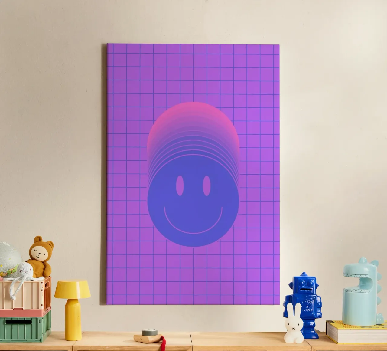 Smiley 2 canvas with Floater frame by La Come Di