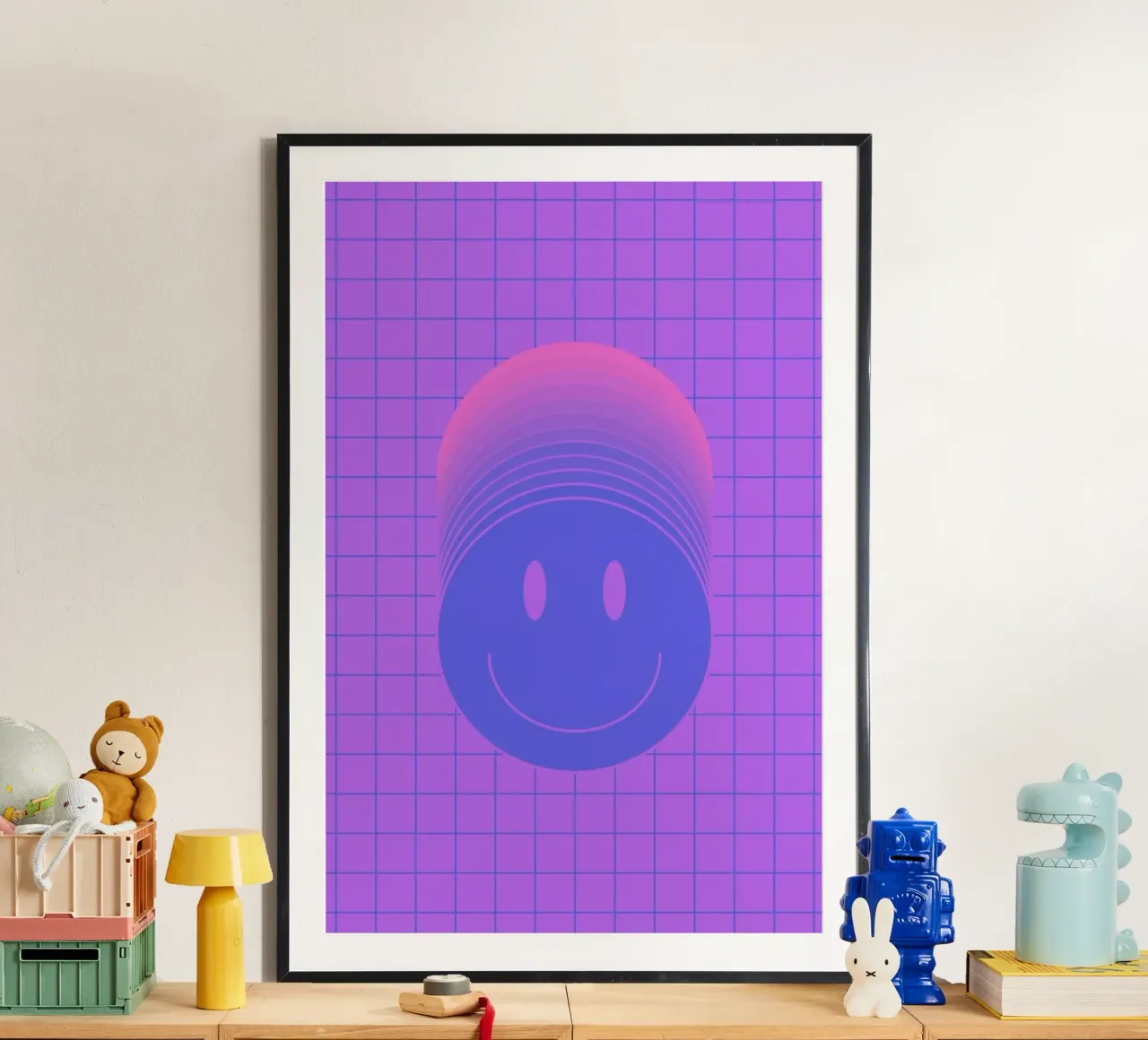 Smiley 2 poster con telaio in legno da La Come Di