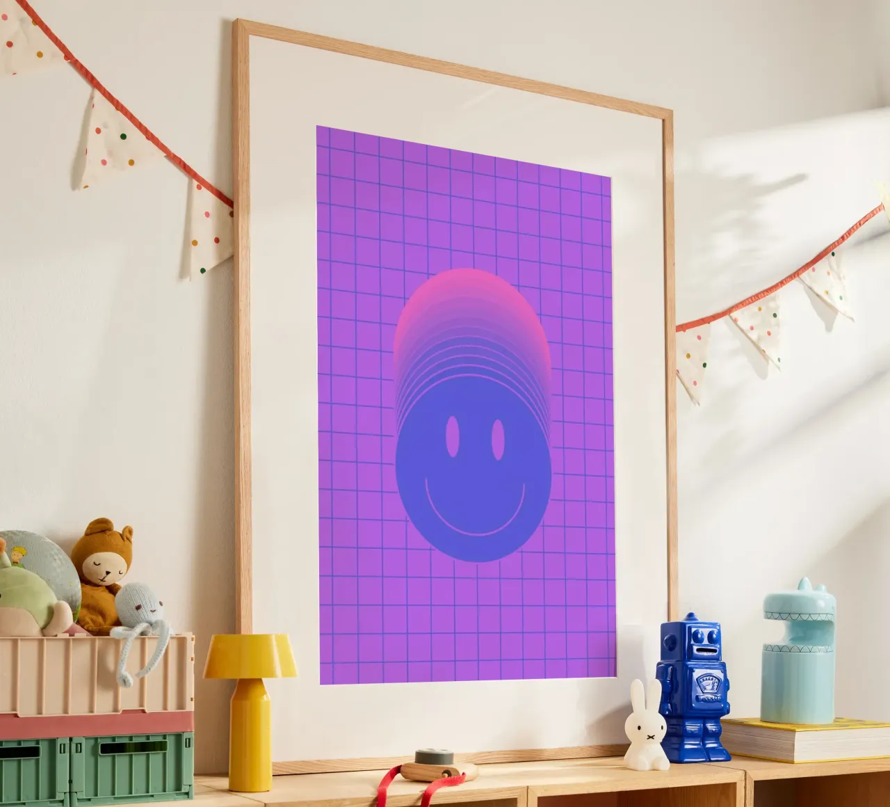 Smiley 2 poster con telaio in legno da La Come Di