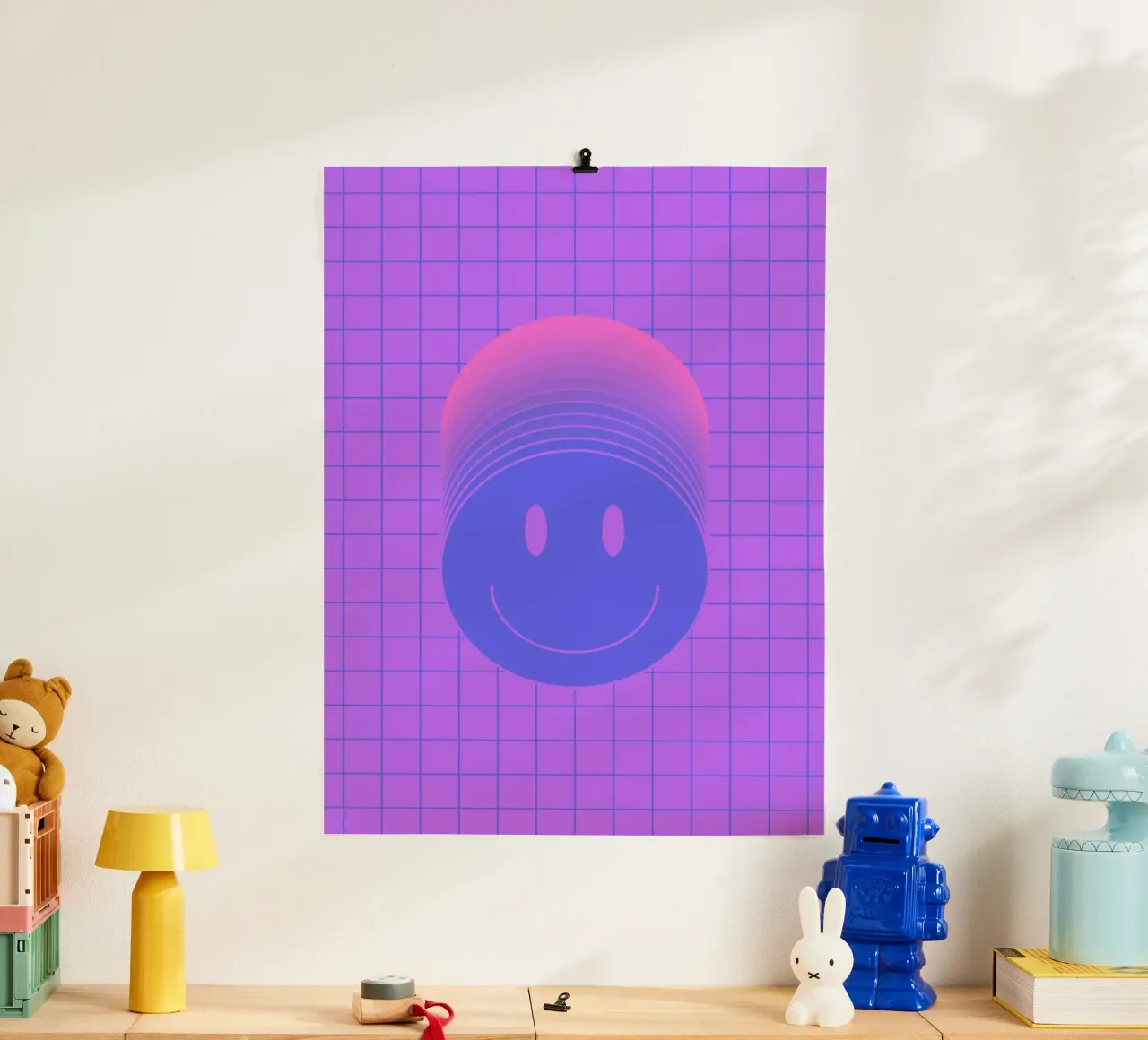 Smiley 2 poster con telaio in legno da La Come Di