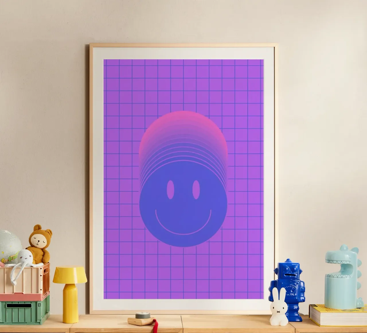 Smiley 2 poster con telaio in legno da La Come Di