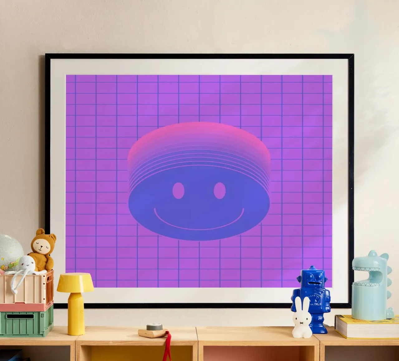 Smiley 2 poster con telaio in legno da La Come Di