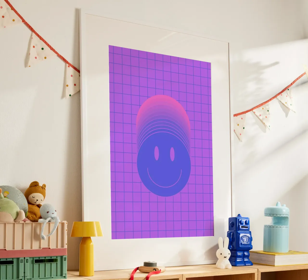 Smiley 2 poster con telaio in legno da La Come Di