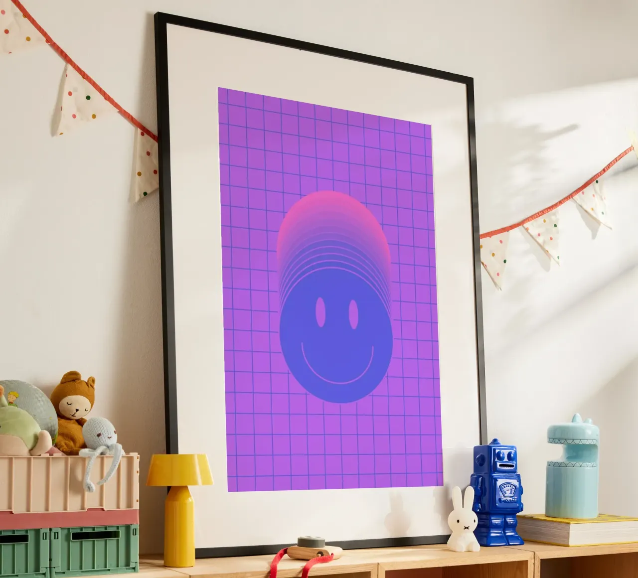 Smiley 2 poster con telaio in legno da La Come Di