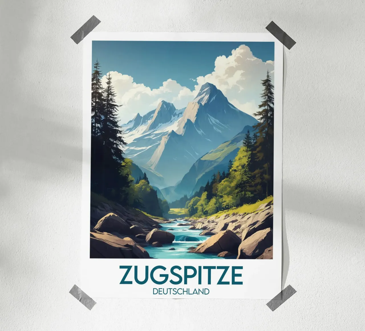 Affiche zugspitze poster con telaio in legno da Frame the World