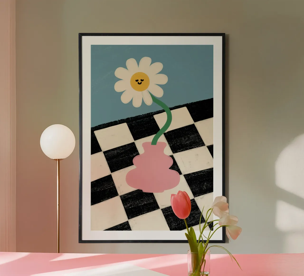 Happy Flower, Happy Floor poster con telaio in plastica da KidzStudio