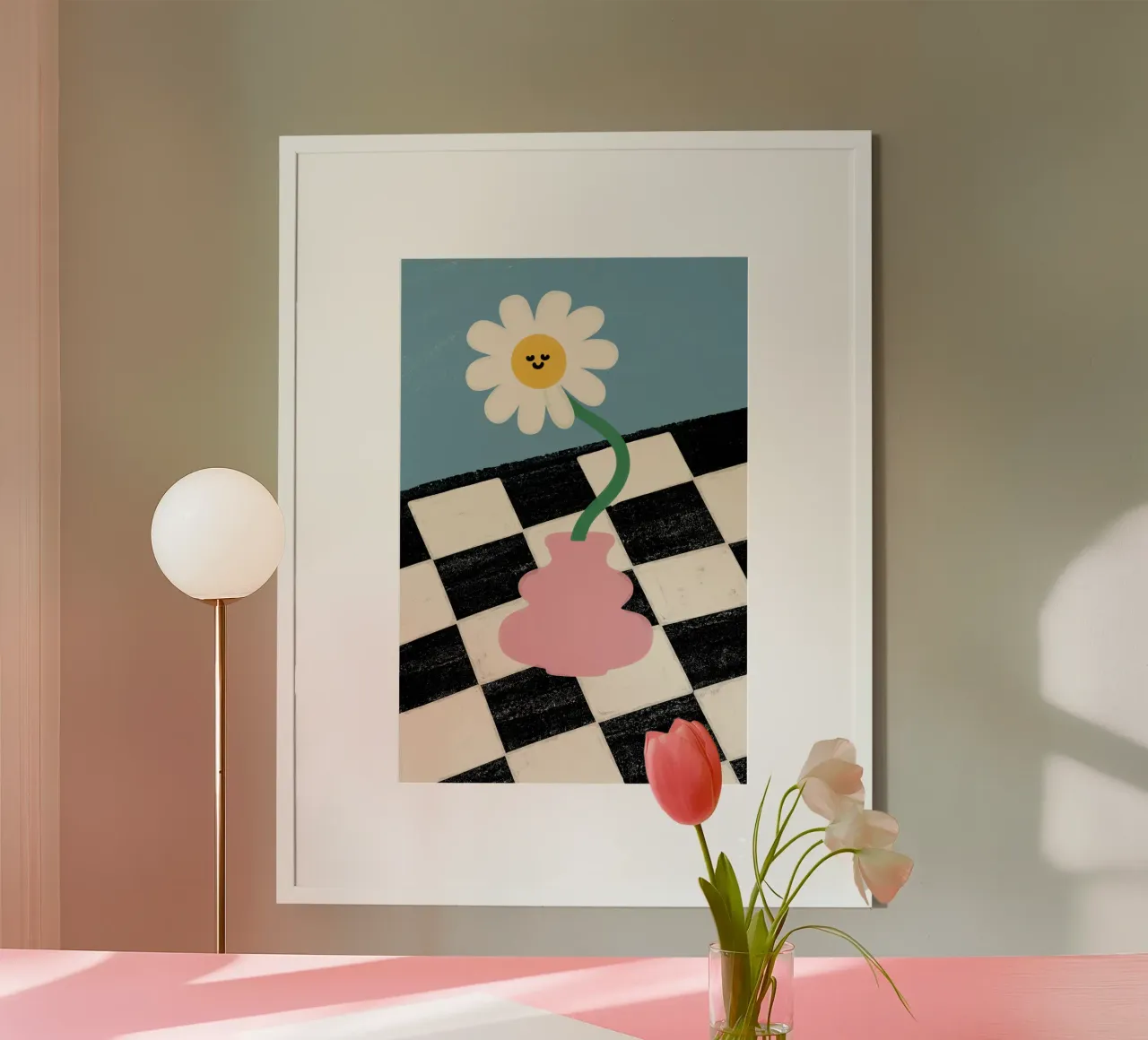Happy Flower, Happy Floor poster con telaio in plastica da KidzStudio