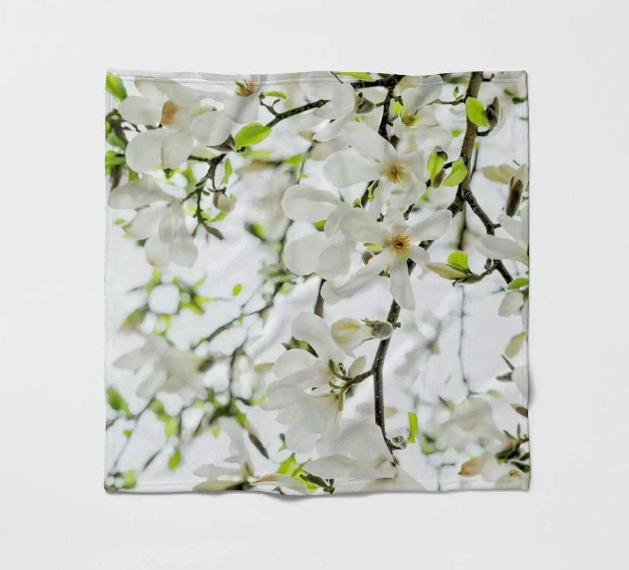 Magnolia Tree White fleece blanket by Curious Collections by Marielle Leenders