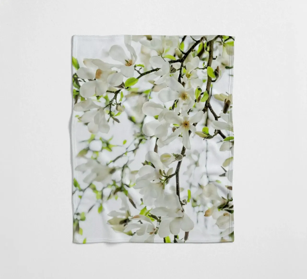 Magnolia Tree White fleece blanket by Curious Collections by Marielle Leenders