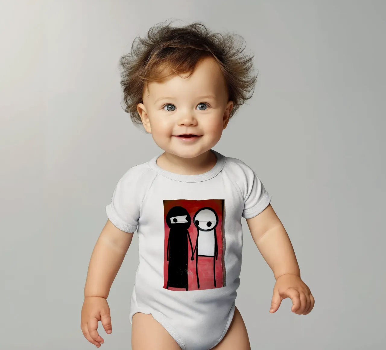 Streetart Rot 1 short-sleeve baby romper by Sadia