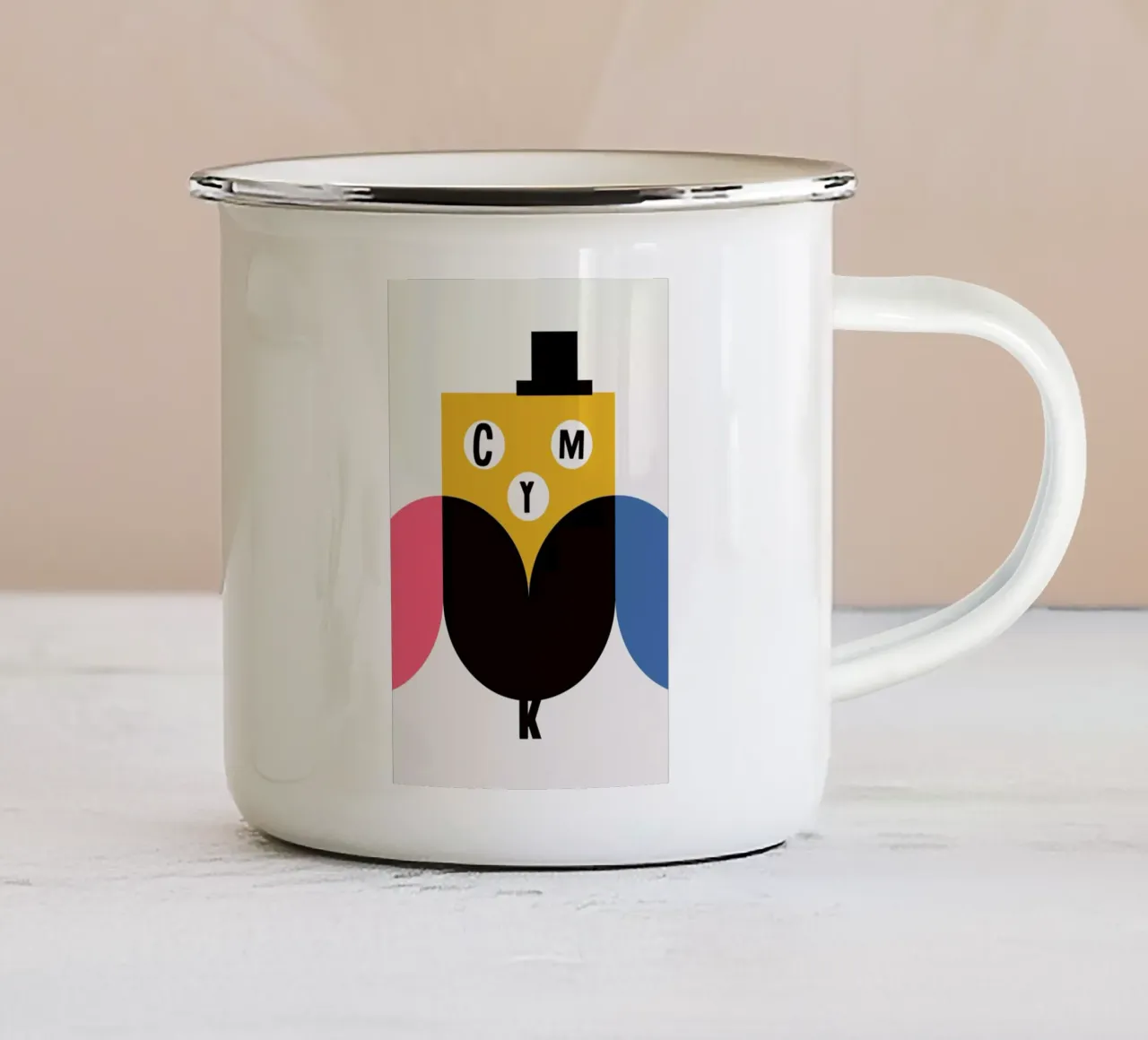 Cmyk Owl tazza in smalto da Kubistika