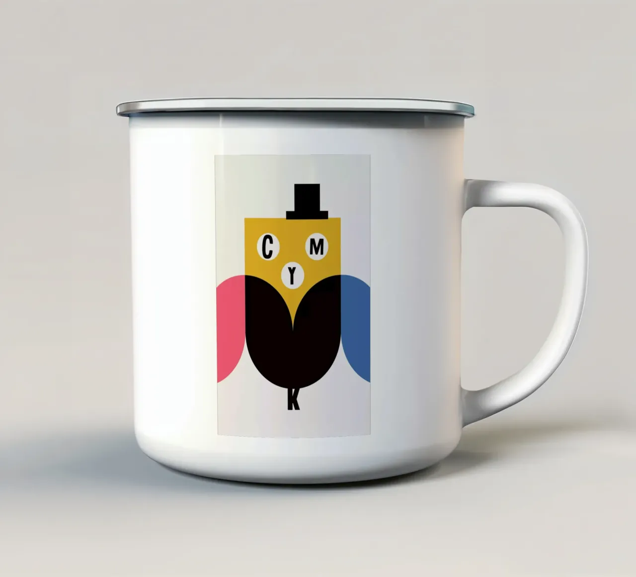 Cmyk Owl tazza in smalto da Kubistika