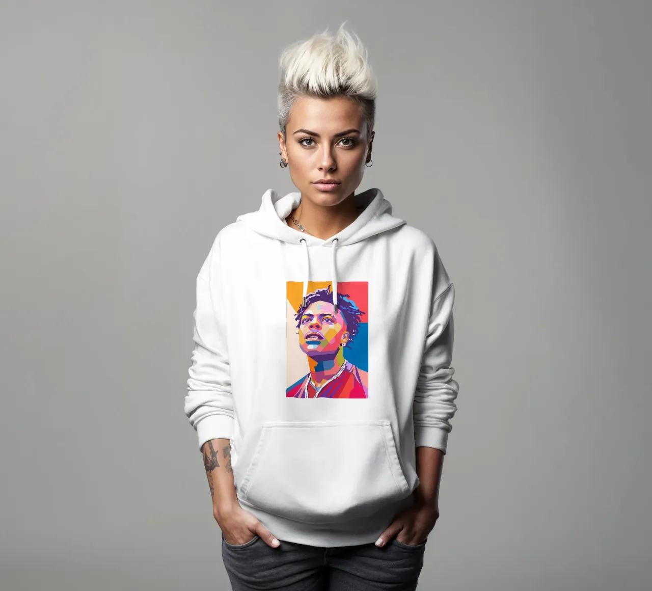 Ritratto pop art di Ishowspeed felpa con cappuccio da Hantamrata