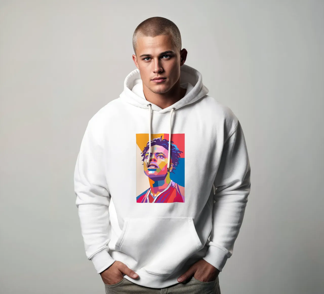 Ritratto pop art di Ishowspeed felpa con cappuccio da Hantamrata