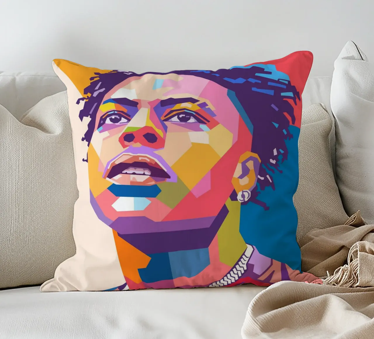 Ritratto pop art di Ishowspeed cuscino da Hantamrata