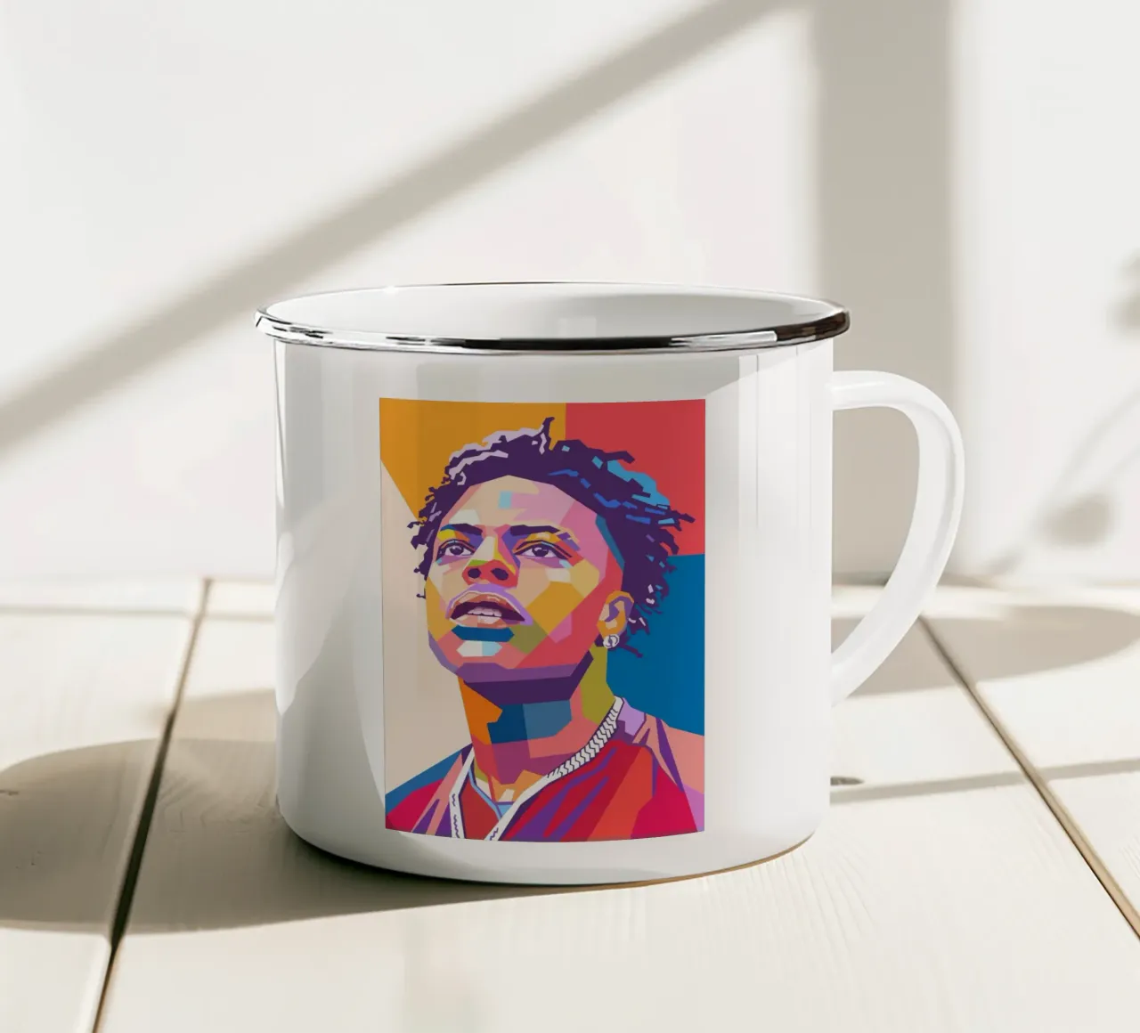 Ritratto pop art di Ishowspeed tazza in smalto da Hantamrata