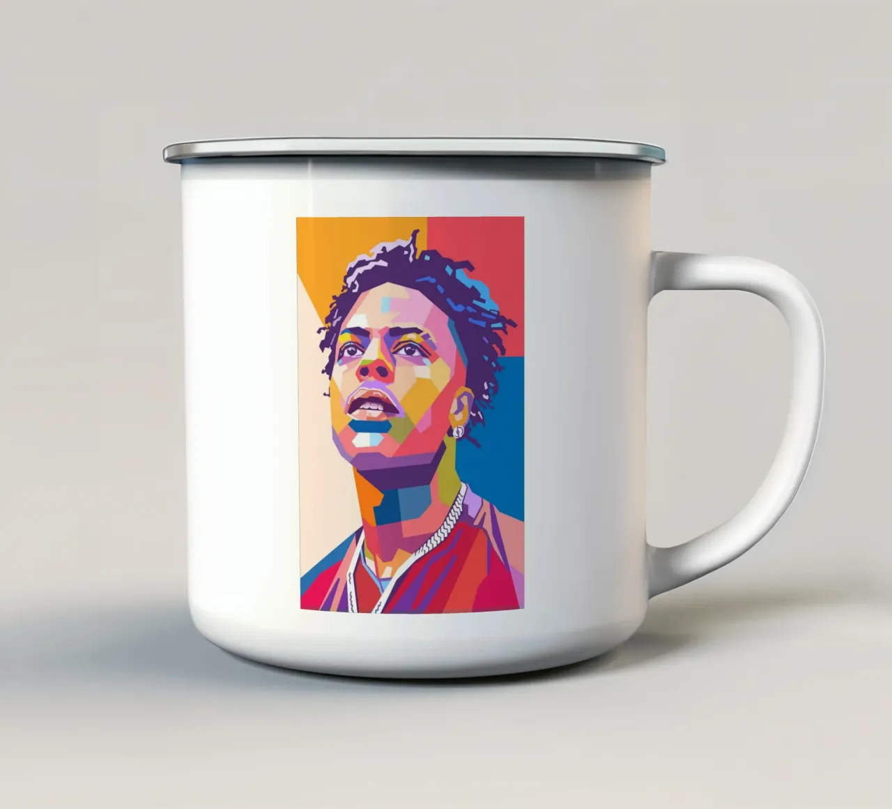 Ishowspeed pop art portrait enamel mug by Hantamrata