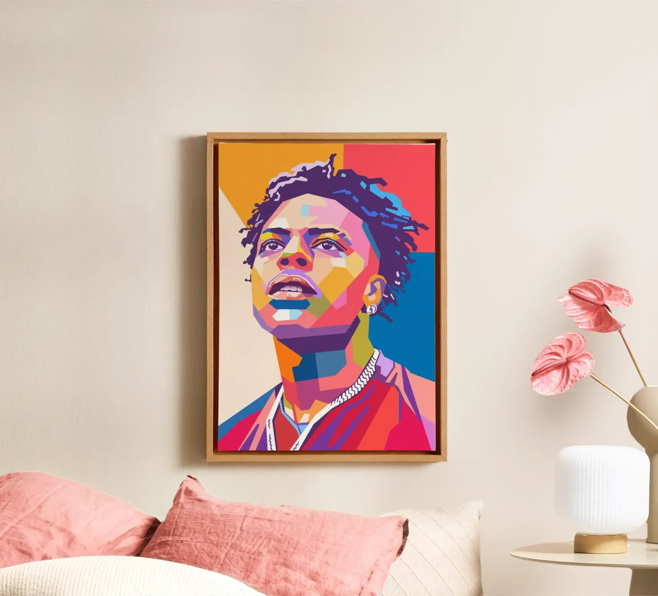 Ritratto pop art di Ishowspeed tela con Cornice a cassetta da Hantamrata