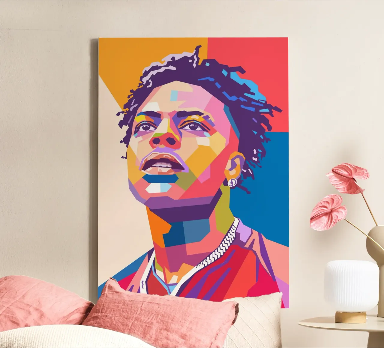 Ritratto pop art di Ishowspeed tela con Cornice a cassetta da Hantamrata