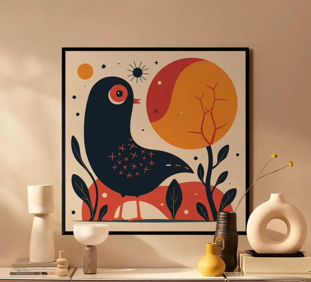 Prato degli uccelli poster con telaio in alluminio da CASTILO