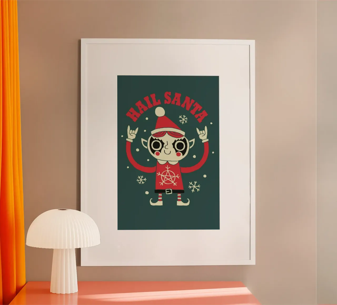 Hail Santa poster con telaio in legno da DinoMike