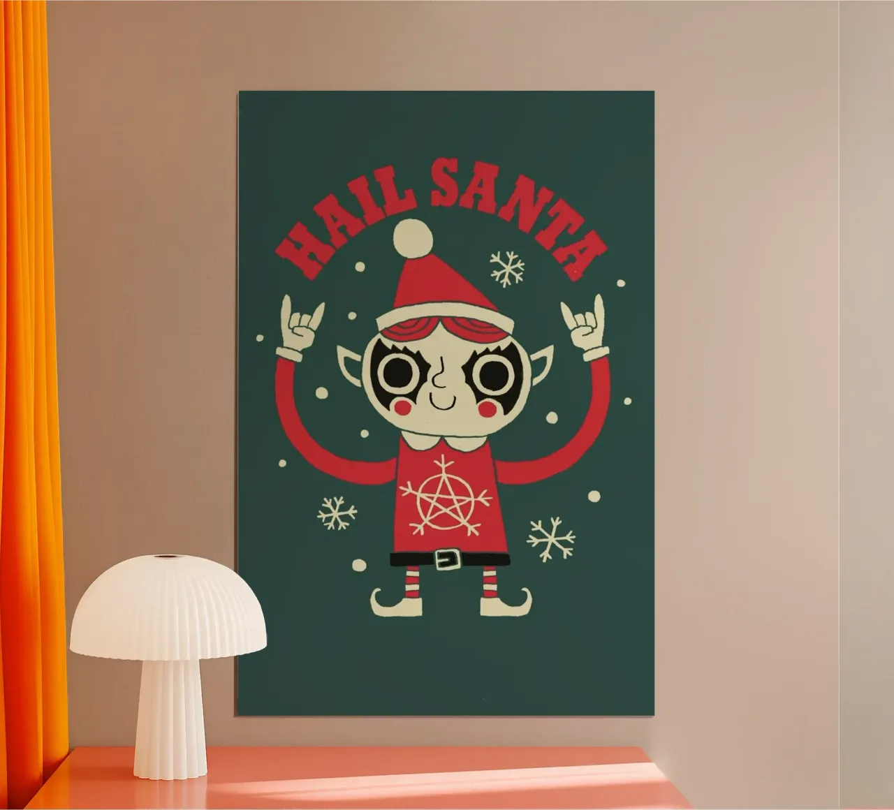 Hail Santa poster con telaio in legno da DinoMike