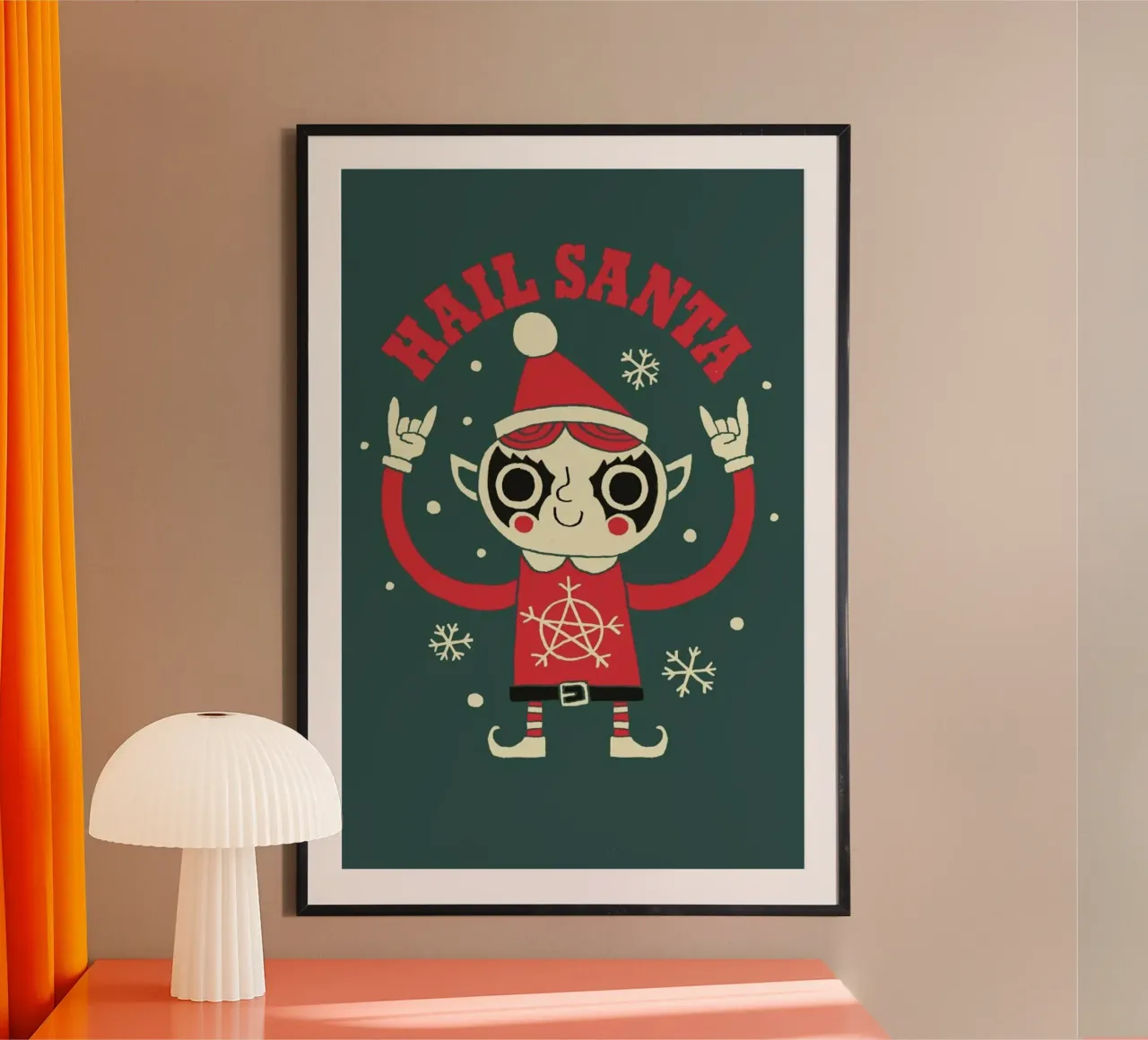 Hail Santa poster con telaio in legno da DinoMike