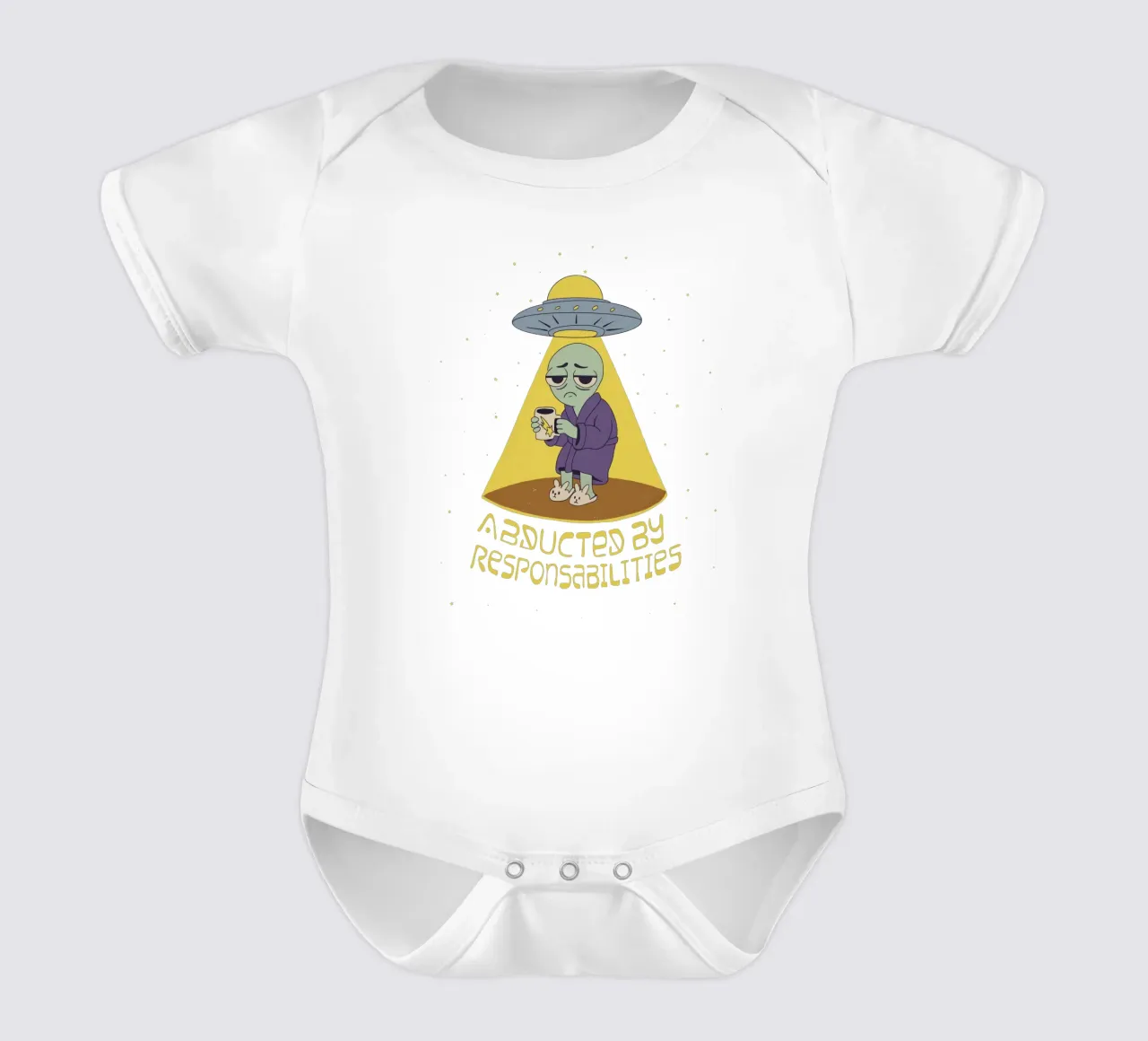 Abducted by responsabilities short-sleeve baby romper by Loobs