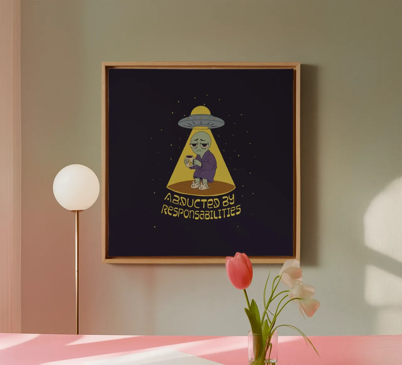Abducted by responsabilities canvas with Floater frame by Loobs
