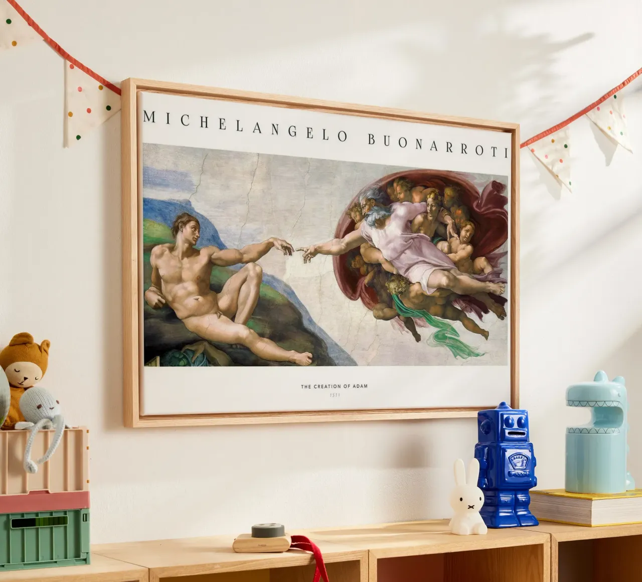 michelangelo - The Creation of adam Leinwand von Trending Art Company