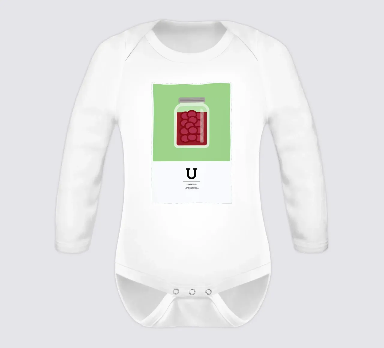 „The Food Alphabet“ - U like Umeboshi body manches longues de BLAEK Design Studio