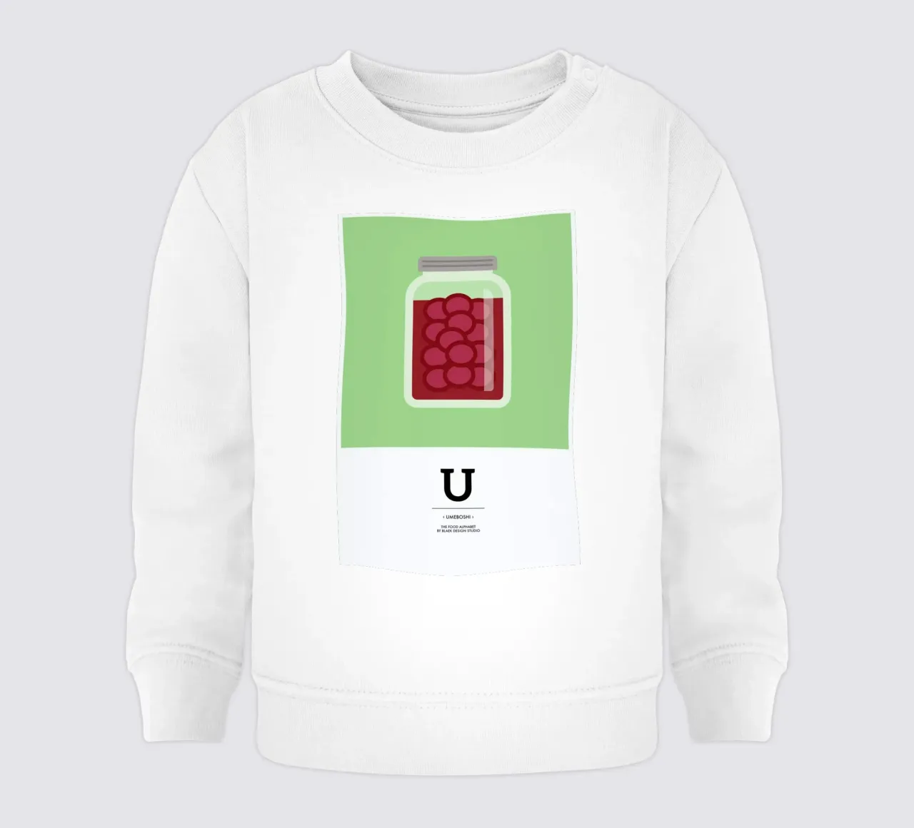 „The Food Alphabet“ - U like Umeboshi felpa neonato da BLAEK Design Studio