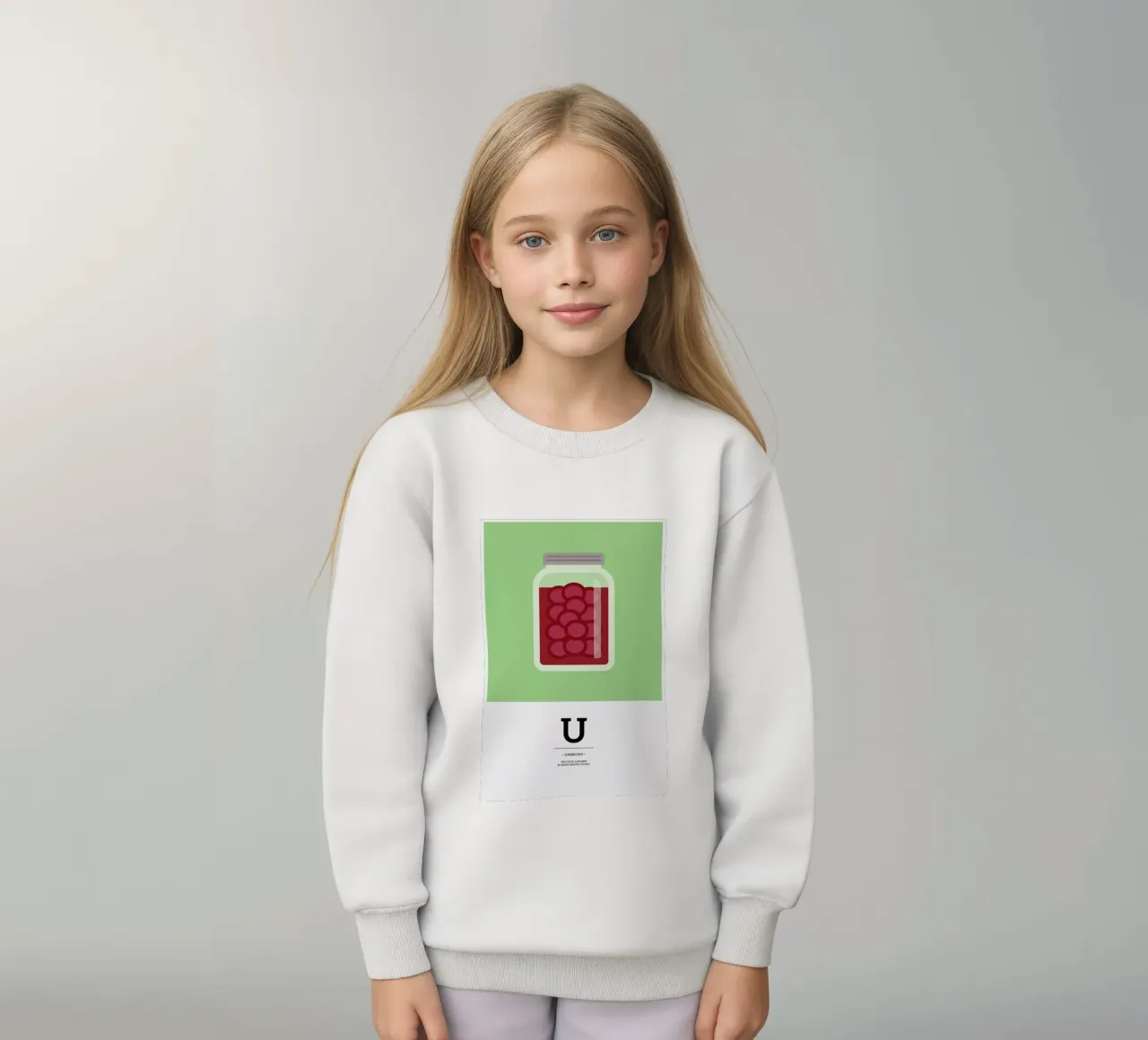 „The Food Alphabet“ - U like Umeboshi felpa bambino da BLAEK Design Studio