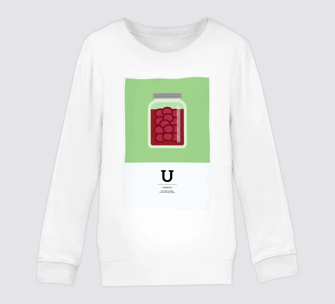 „The Food Alphabet“ - U like Umeboshi felpa bambino da BLAEK Design Studio