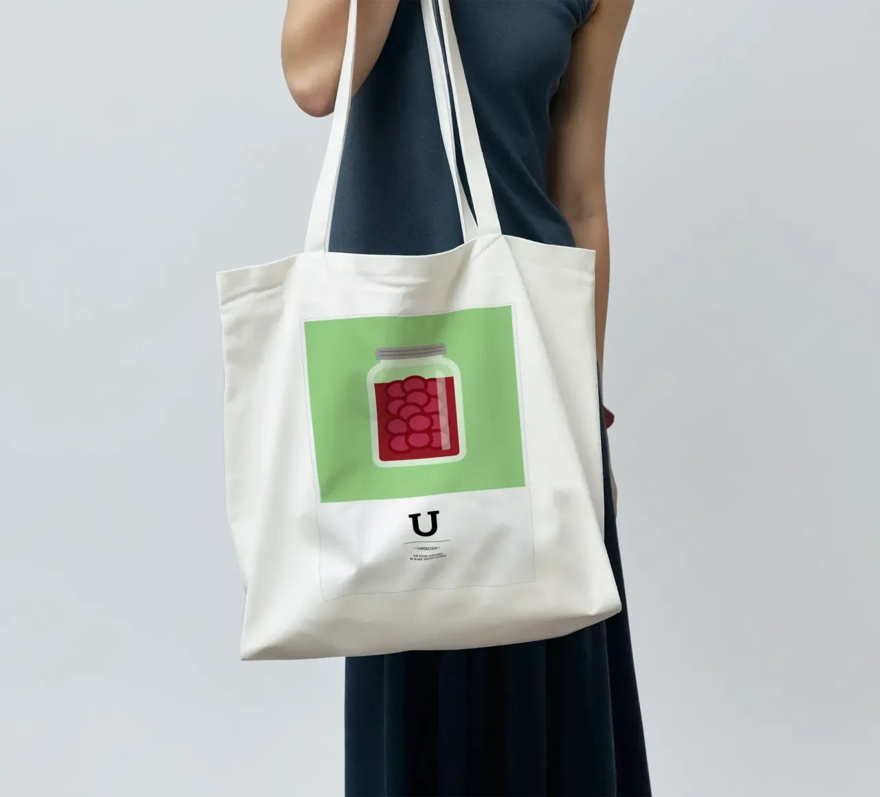 „The Food Alphabet“ - U like Umeboshi borsa in juta da BLAEK Design Studio