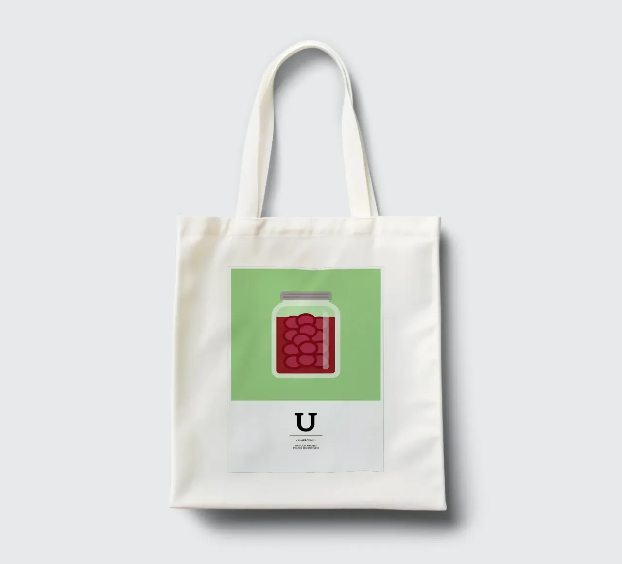 „The Food Alphabet“ - U like Umeboshi borsa in juta da BLAEK Design Studio