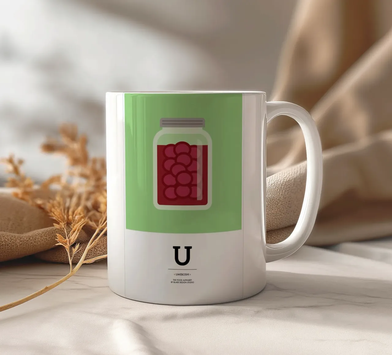 „The Food Alphabet“ - U like Umeboshi tazza in ceramica da BLAEK Design Studio