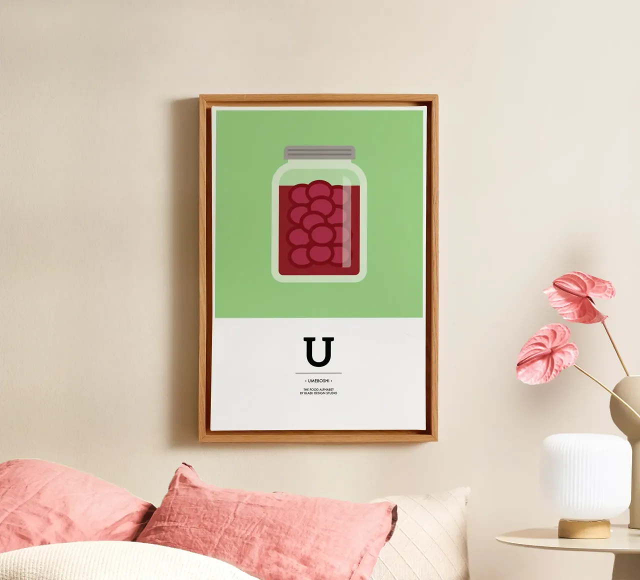 „The Food Alphabet“ - U like Umeboshi tela con Cornice a cassetta da BLAEK Design Studio
