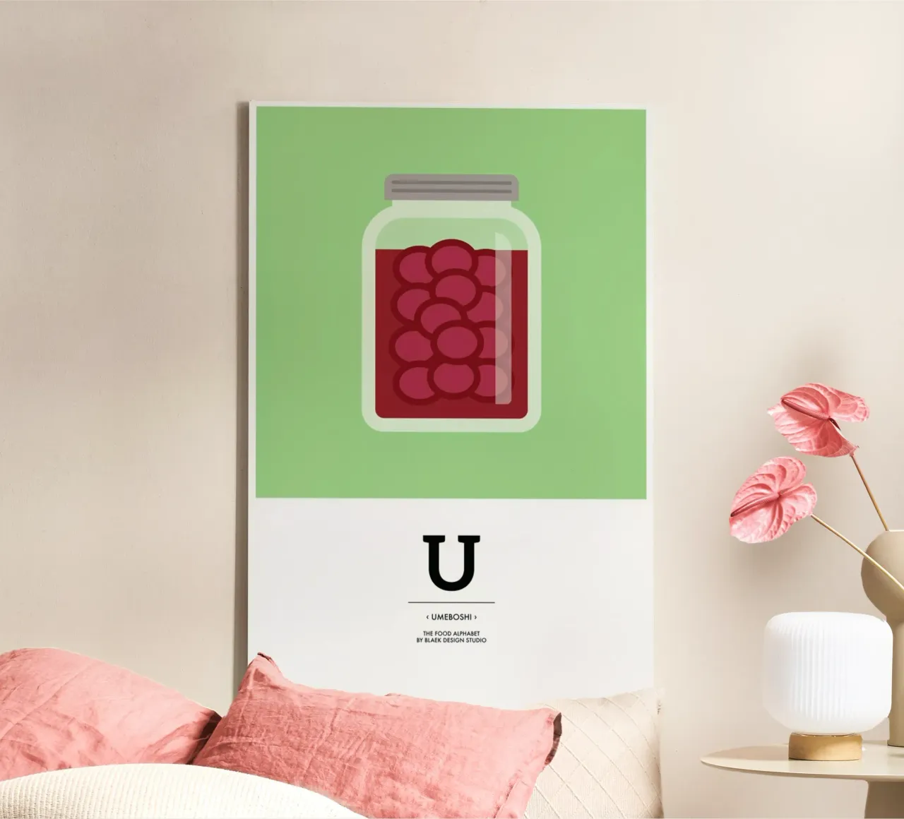 „The Food Alphabet“ - U like Umeboshi tela con Cornice a cassetta da BLAEK Design Studio
