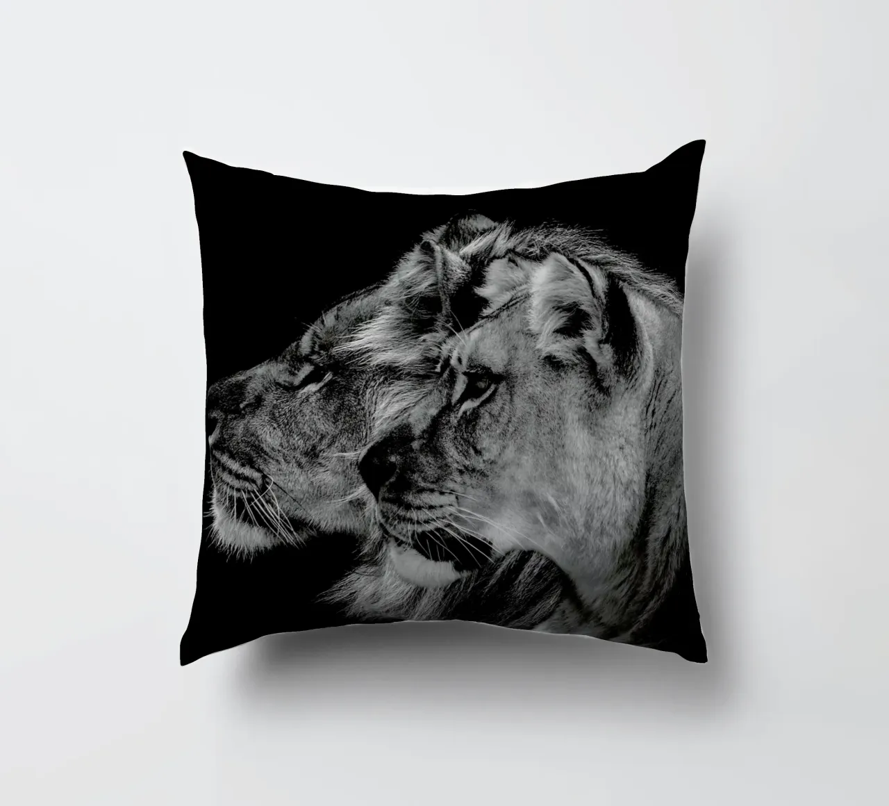 Lion Duo Profile by Lothare Dambreville cuscino da EyeEm Mobile GmbH