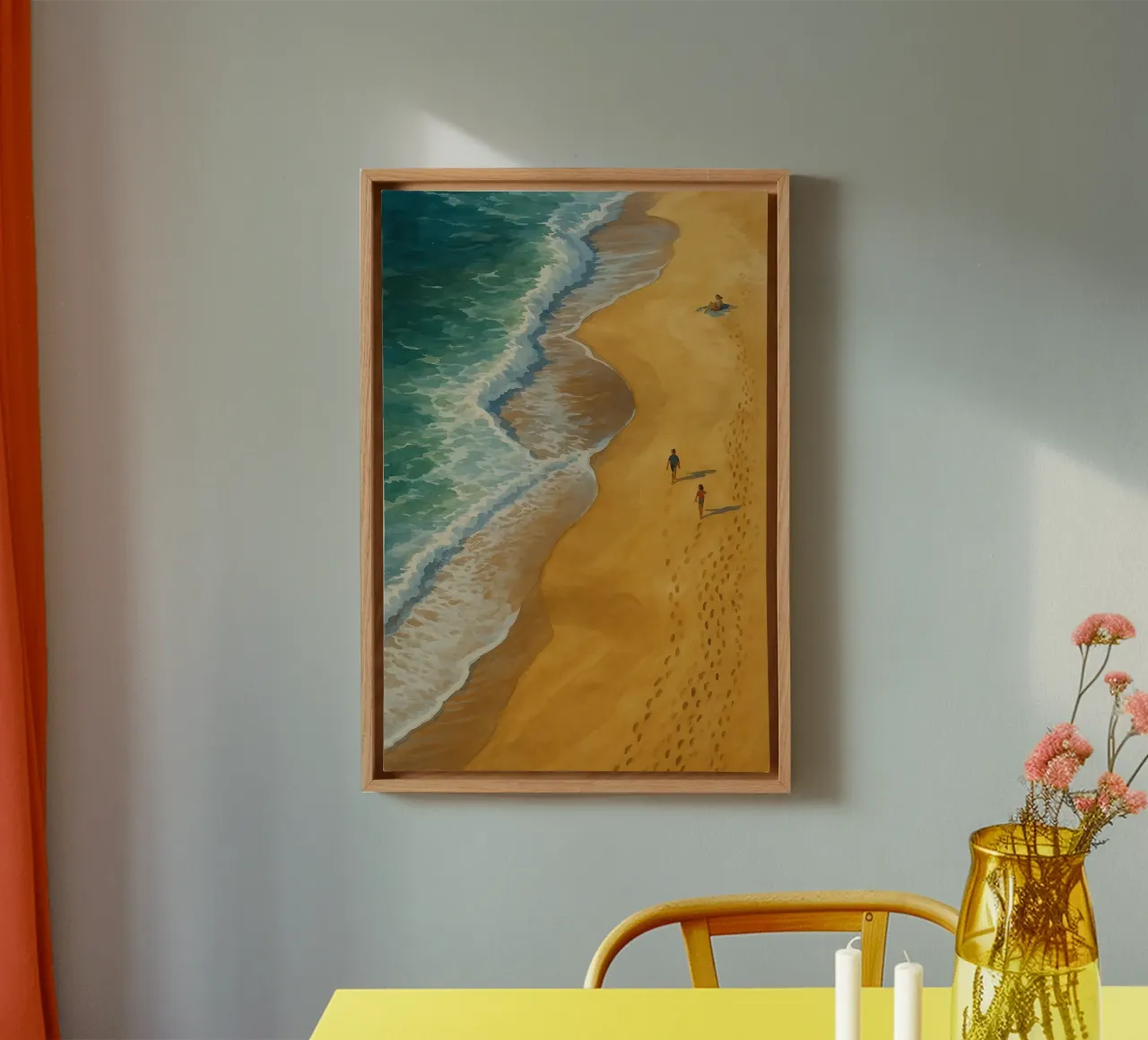 Beach Walk canvas with Floater frame by Aquarevo