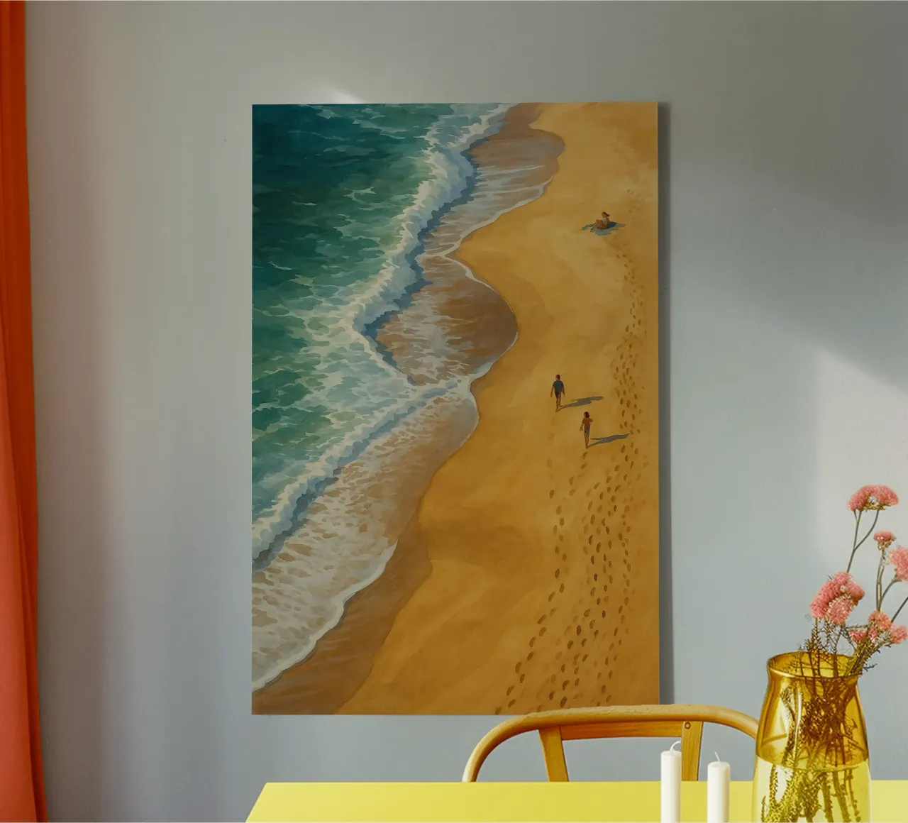 Beach Walk canvas with Floater frame by Aquarevo